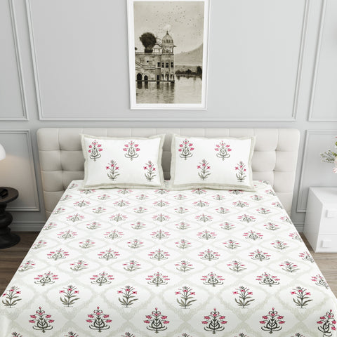 Fitted Bedsheets white pink